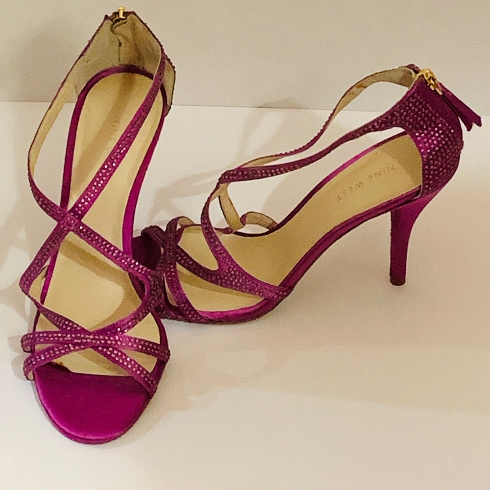 Nine West satin sandals with rhinestones